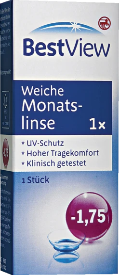 BestView Weiche Monatslinse -1,75