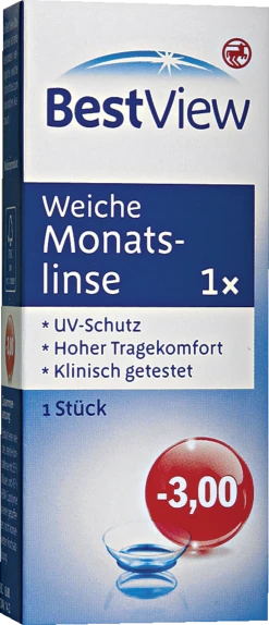 BestView Weiche Monatslinse -3,00