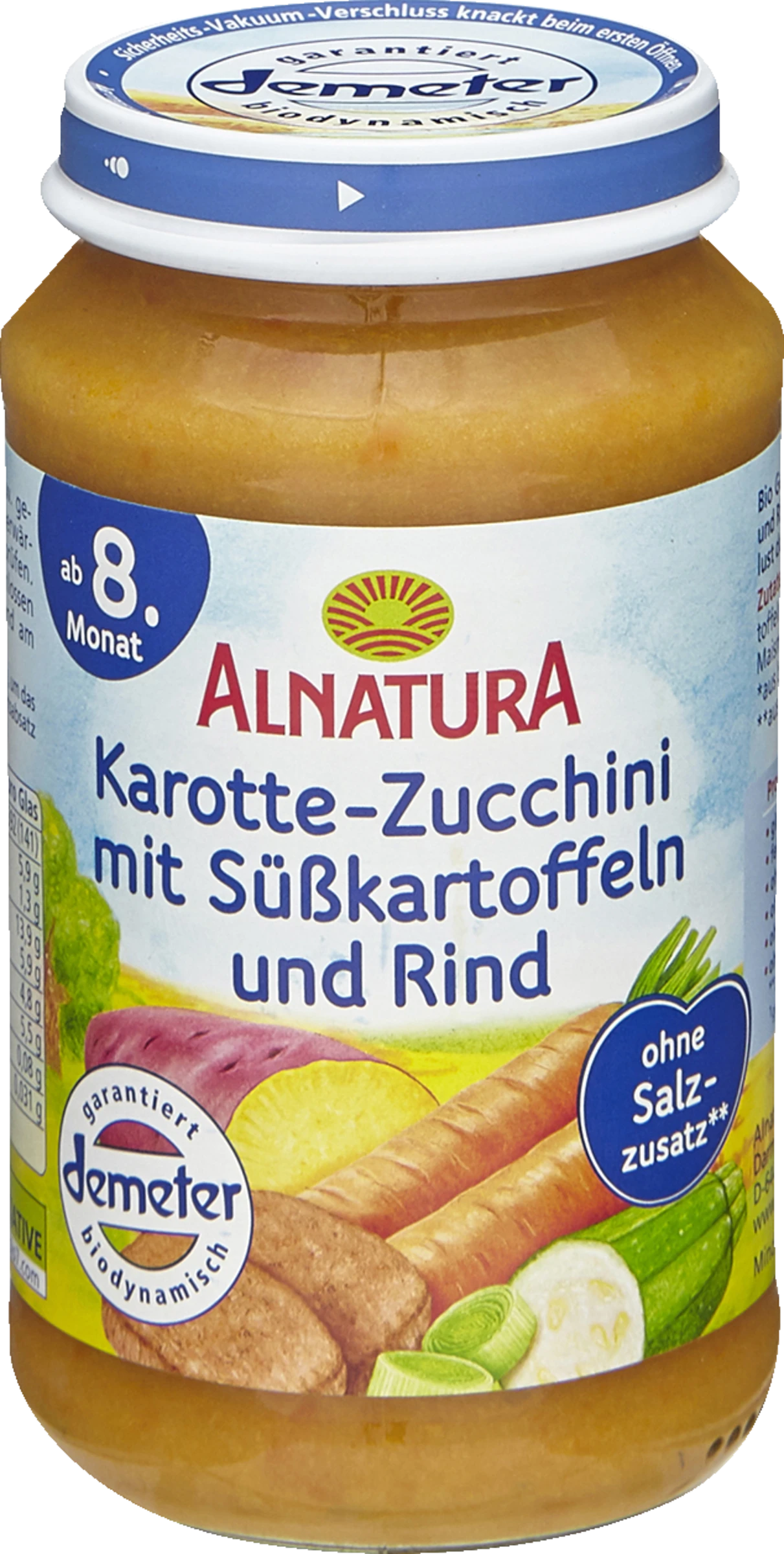 Alnatura Bio Karotte-Zucchini Mit Süßkartoffeln Und Rind 3 Alnatura Bio Karotte-Zucchini Mit Süßkartoffeln Und Rind