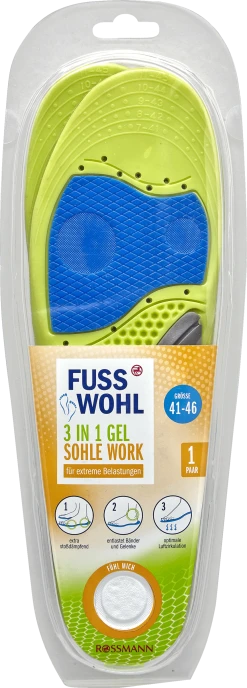 FUSSWOHL 3 IN 1 Gel Sohle Work Größe 41-46