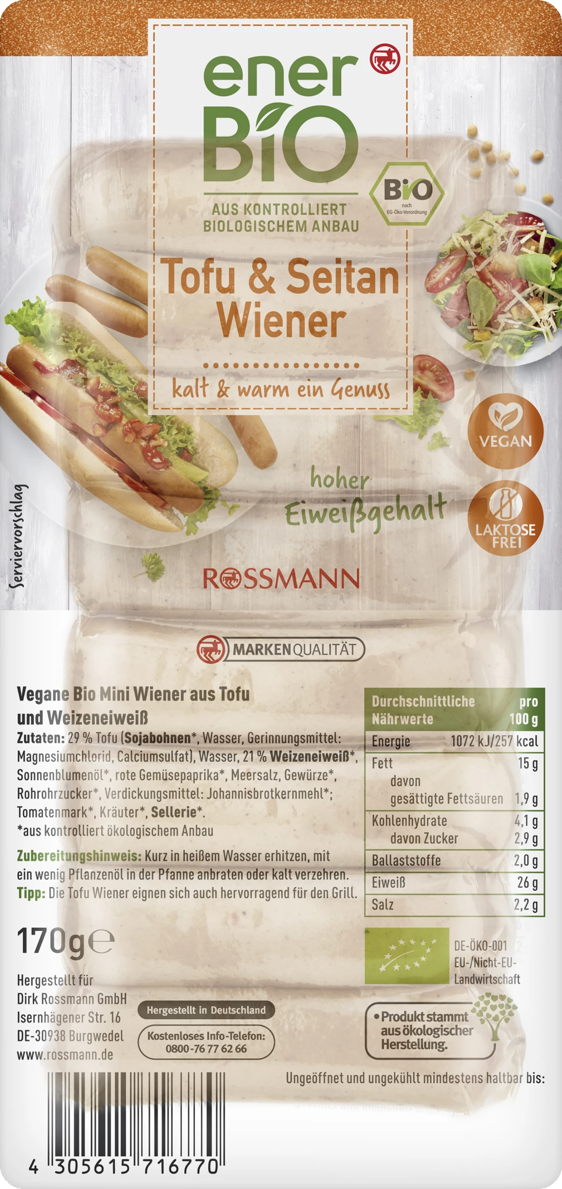 EnerBiO Tofu & Seitan Wiener 3 EnerBiO Tofu & Seitan Wiener