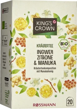 KING'S CROWN Bio Kräutertee Ingwer, Zitrone & Manuka