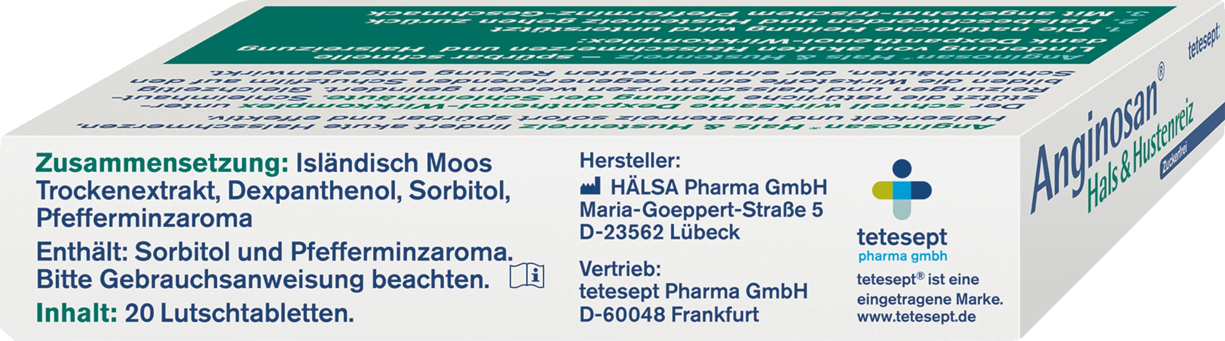 Tetesept Anginosan Hals & Hustenreiz Lutschtabletten Minze 5 Tetesept Anginosan Hals & Hustenreiz Lutschtabletten Minze – Bild 3