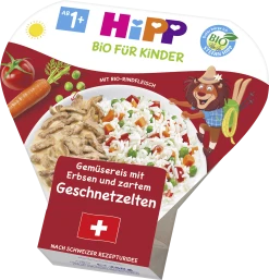 Hipp Bio Gemüsereis Mit Erbsen Und Zartem Geschnetzelten