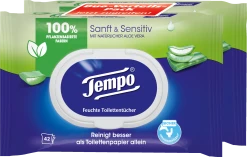 Tempo Feuchte Toilettentücher Sanft & Sensitiv Mit Natürlicher Aloe Vera