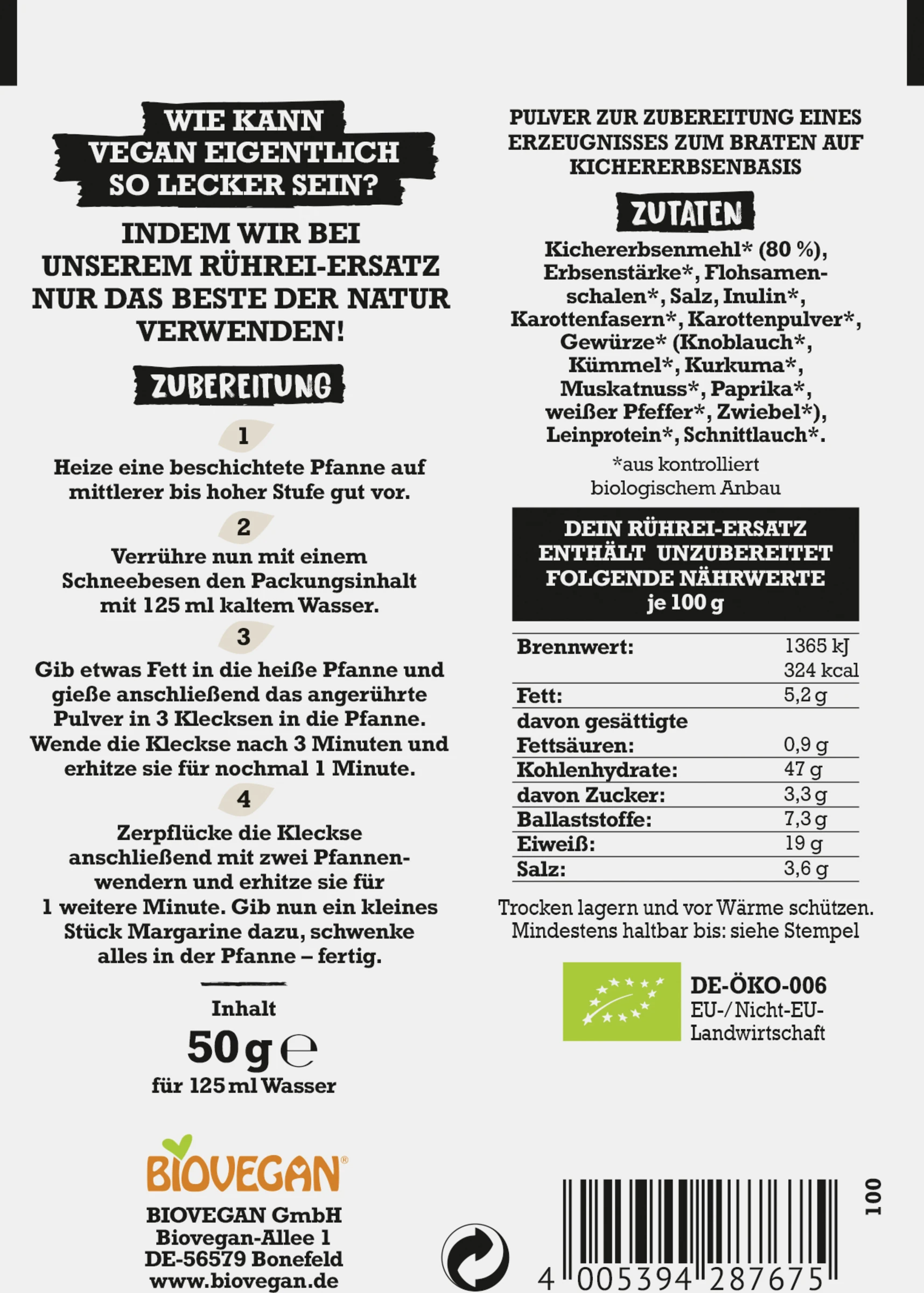 Biovegan Bio Mein Rührei Ersatz 4 Biovegan Bio Mein Rührei Ersatz – Bild 2