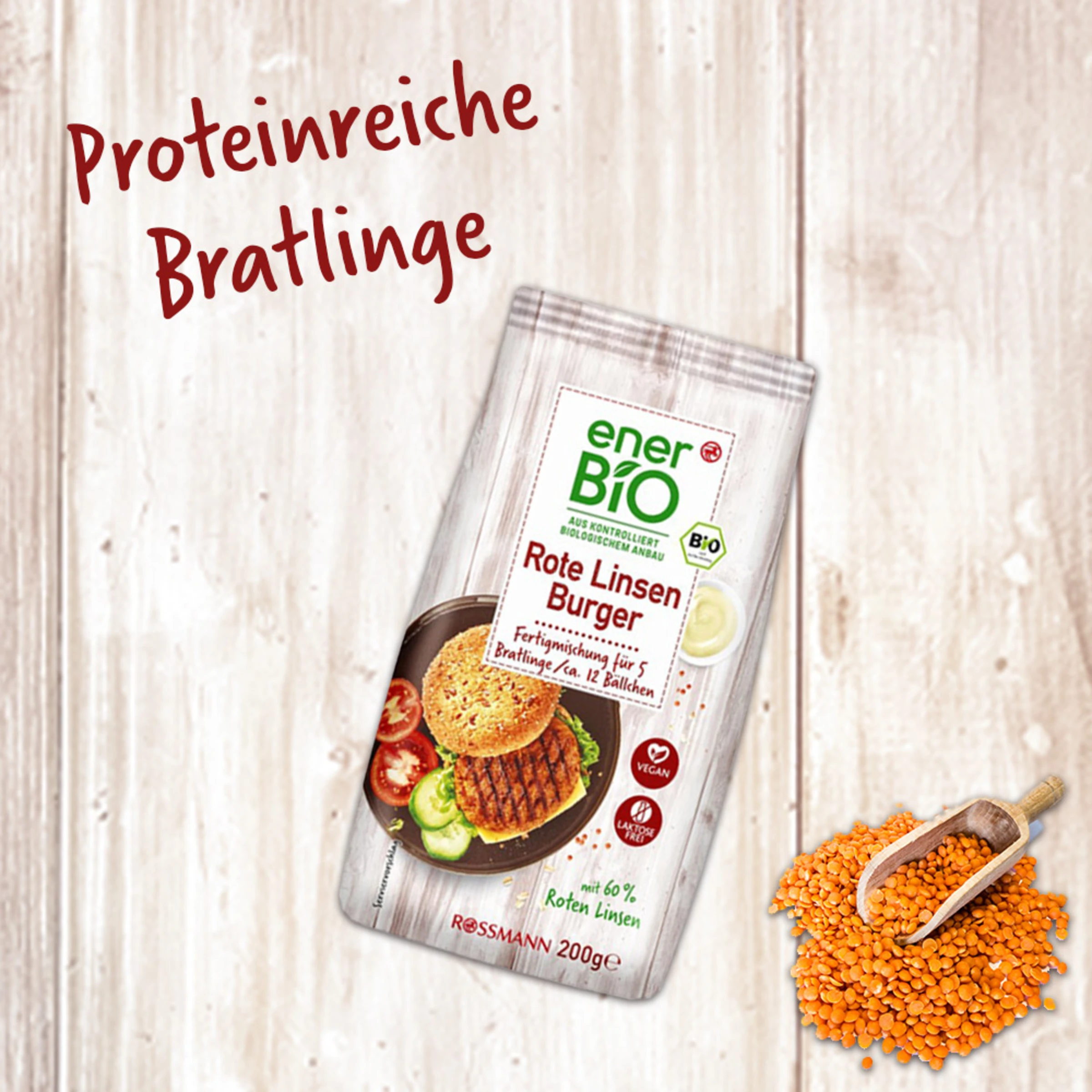 EnerBiO Rote Linsen Burger 4 EnerBiO Rote Linsen Burger – Bild 2
