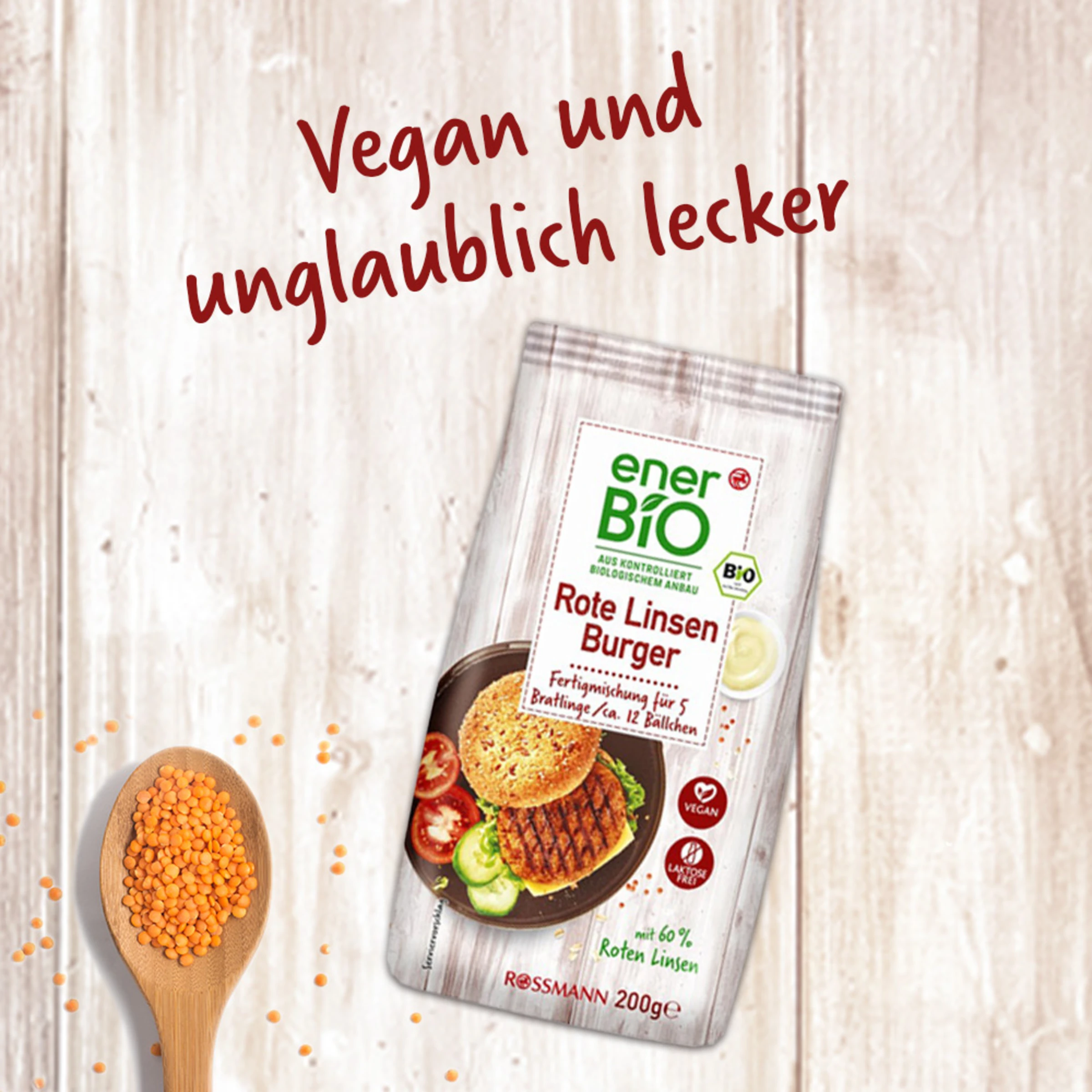 EnerBiO Rote Linsen Burger 5 EnerBiO Rote Linsen Burger – Bild 3