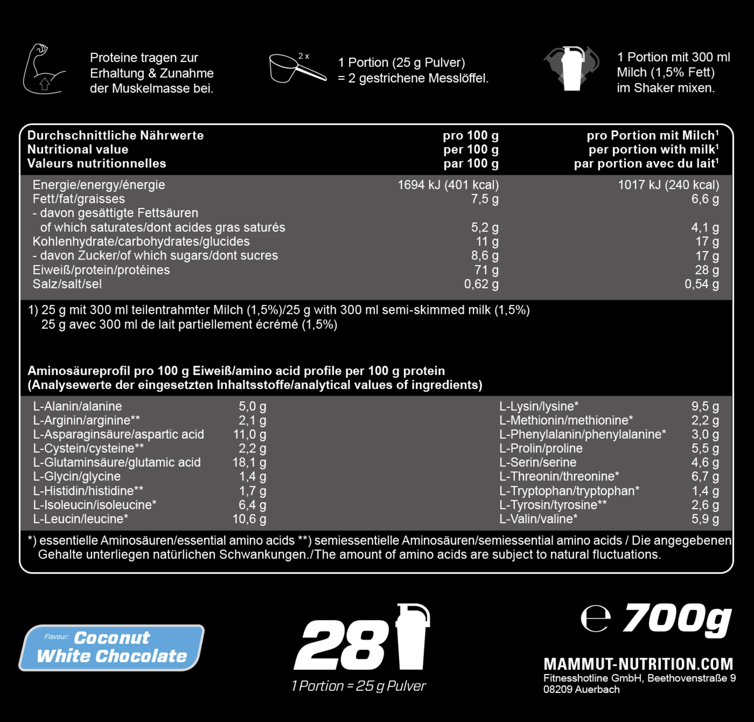 Mammut Whey Protein Coconut White Chocolate 4 Mammut Whey Protein Coconut White Chocolate – Bild 2