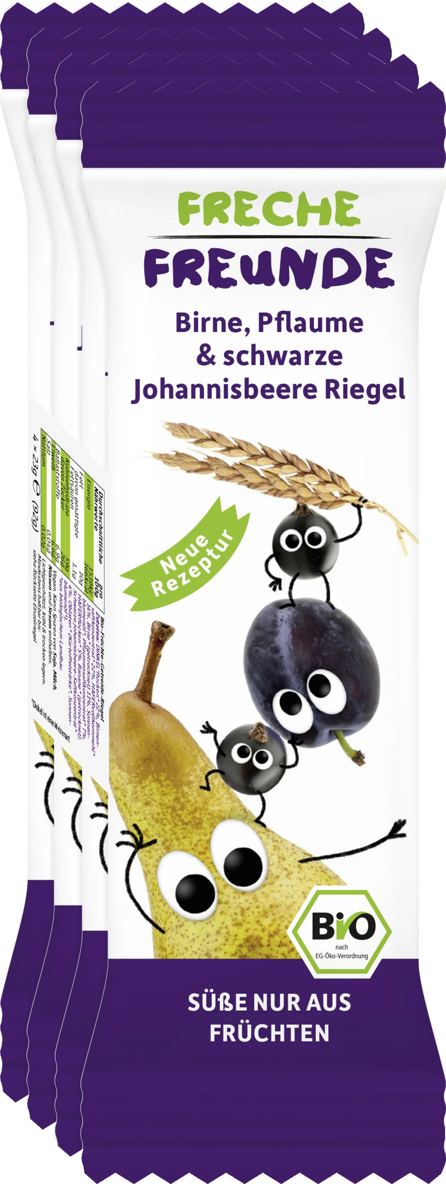 Erdbär Bio Freche Freunde Birne, Pflaume & Schwarze Johannisbeere Riegel 3 Erdbär Bio Freche Freunde Birne, Pflaume & Schwarze Johannisbeere Riegel