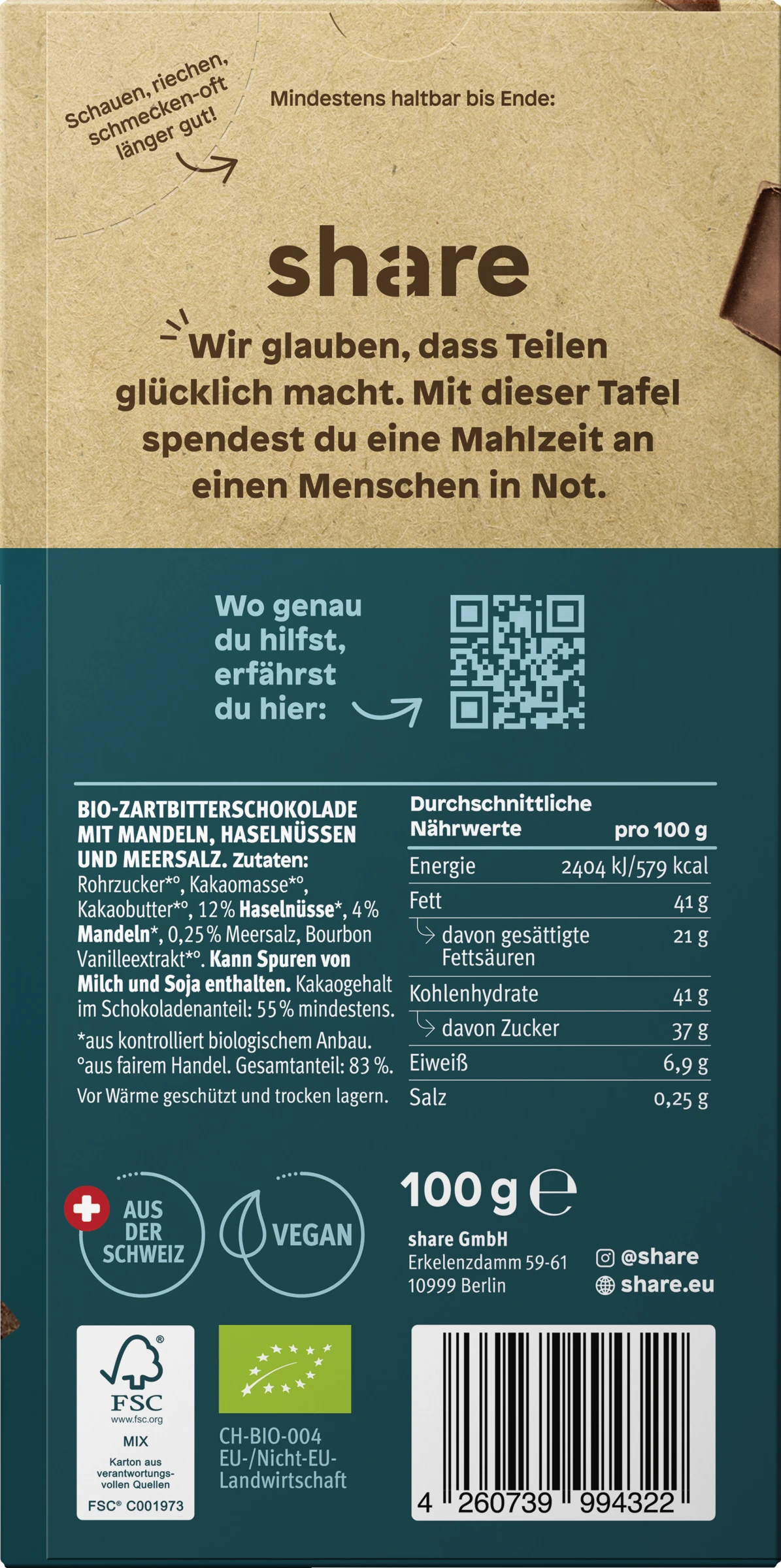 Share Bio Schokoladentafel Nuss & Meersalz 4 Share Bio Schokoladentafel Nuss & Meersalz – Bild 2